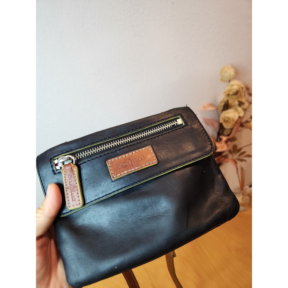 Cole Haan Small Black Leather Crossbody‎ Bag with Magenta Lining – Best Offer